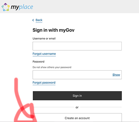 create mygov account