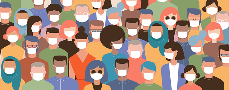 image of lots of people wearing a mask