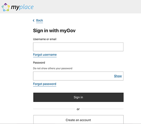 myplace sign in